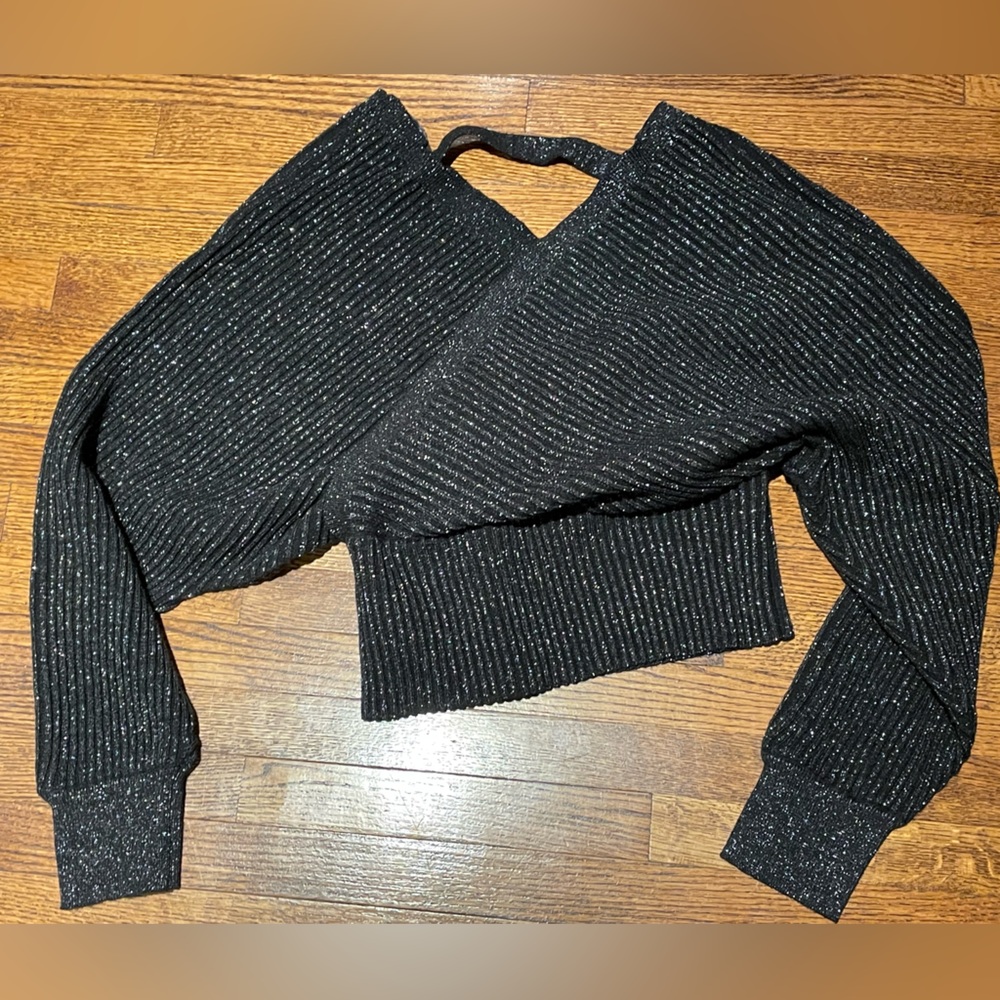 XS Anthropologie Dark Grey / Black Shimmer Pullover Sweater